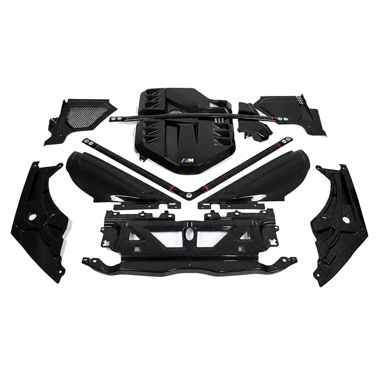 BMW G8X Genuine Dry Carbon Fiber Engine Cover – Trim Set for Engine Bay
