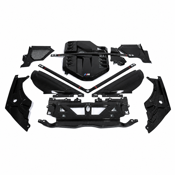 BMW G8X Genuine Dry Carbon Fiber Engine Cover – Trim Set for Engine Bay