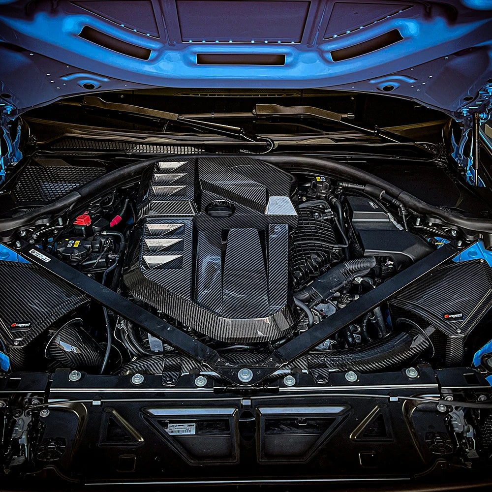 BMW G8X Genuine Dry Carbon Fiber Engine Cover – Trim Set for Engine Bay