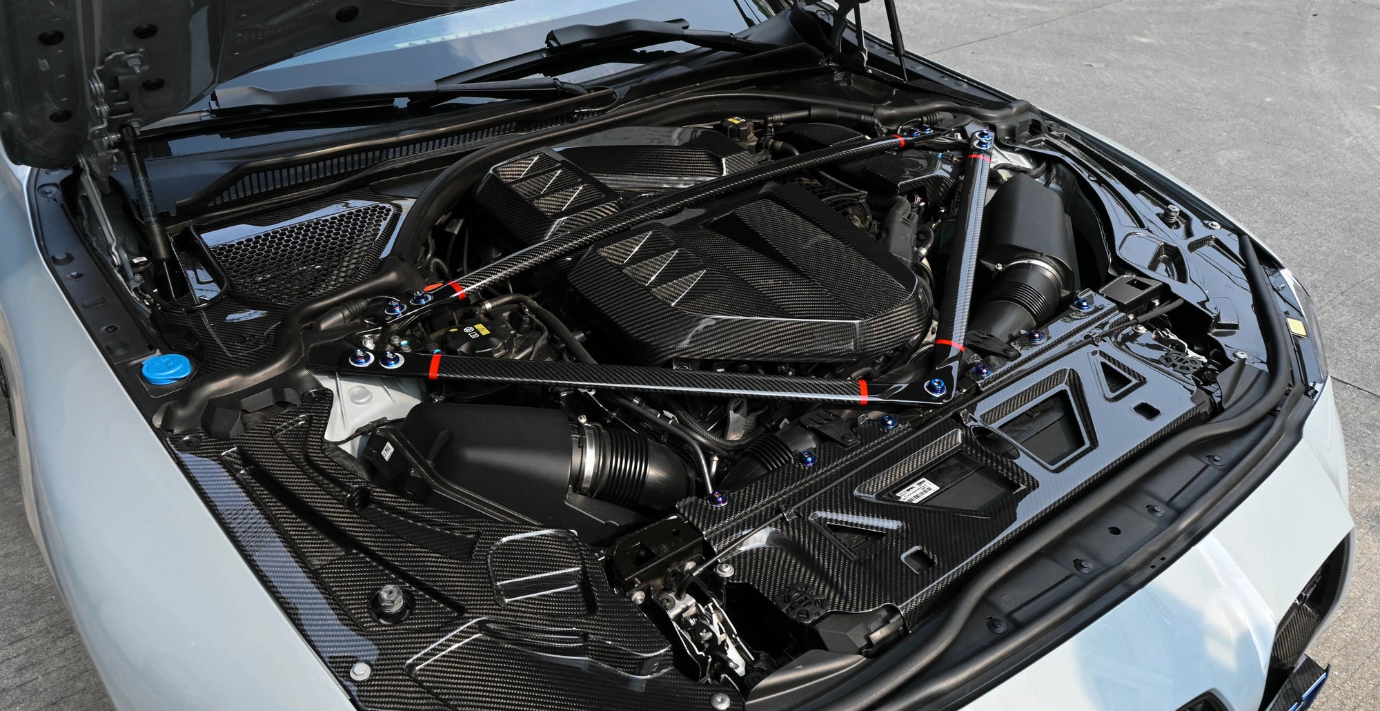 BMW G8X Genuine Dry Carbon Fiber Engine Cover – Trim Set for Engine Bay