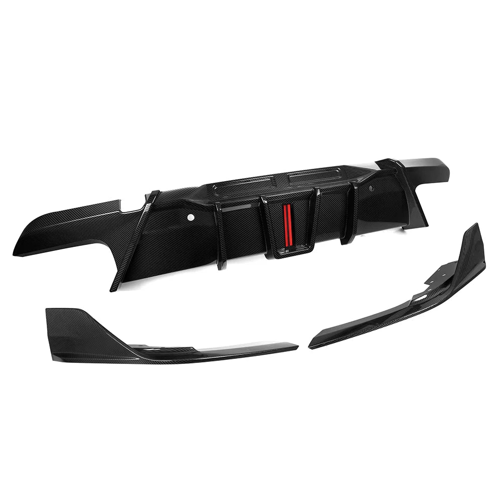 SOOQOO BMW X6M F96 Rear Diffuser W/Brake Light In Prepreg Carbon FIber