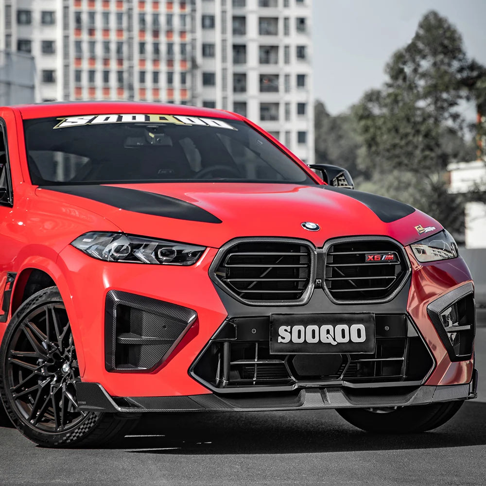 SOOQOO BMW X6M F96 LCI Front Lip In Prepreg Carbon Fiber