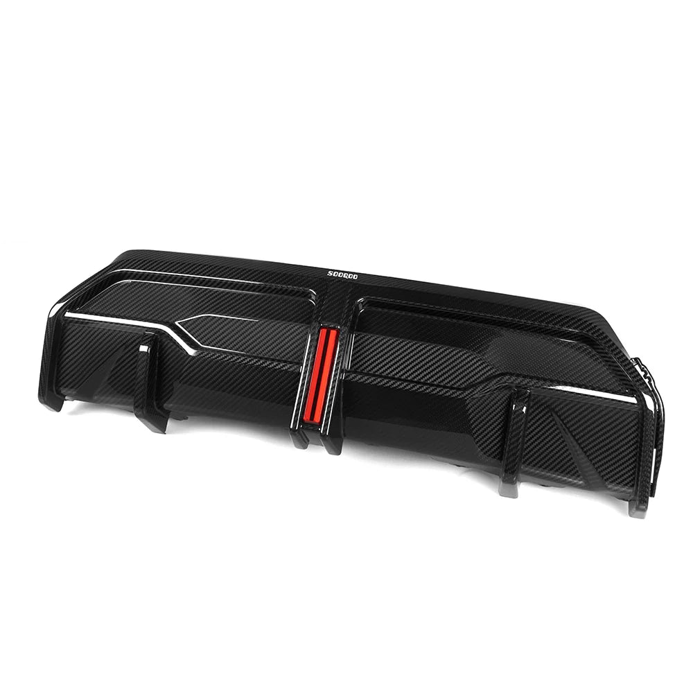 SOOQOO BMW 2 Series G42 Rear Diffuser W/brake Light In Prepreg Carbon Fiber