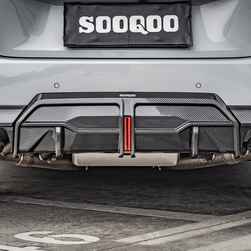 SOOQOO BMW 2 Series G42 Rear Diffuser W/brake Light In Prepreg Carbon Fiber