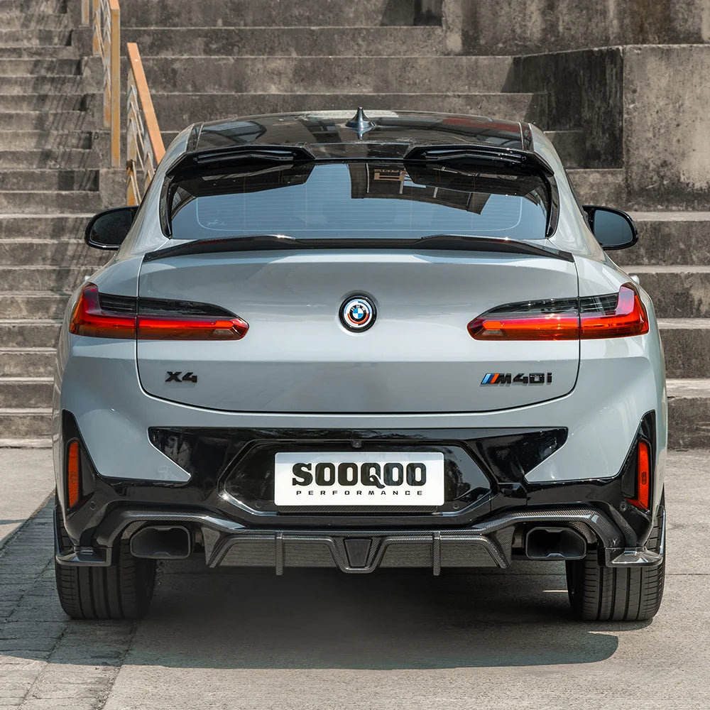 SOOQOO BMW X4 G02 LCI Rear Diffuser W/Brake Light In Prepreg Carbon Fiber