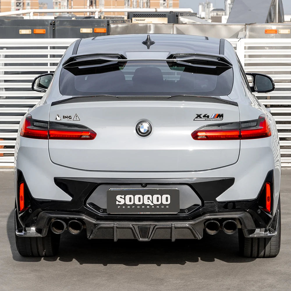 SOOQOO BMW X4M F98 Facelift Rear Diffuser W/Brake Light In Prepreg Carbon Fiber