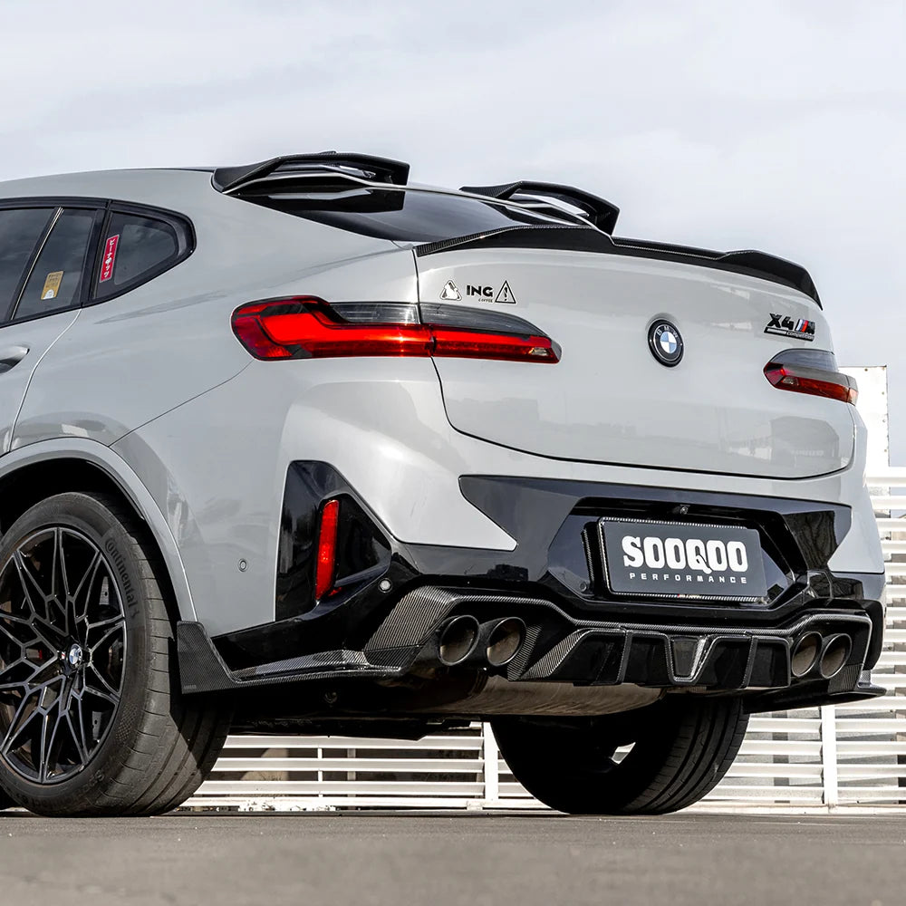 SOOQOO BMW X4M F98 Facelift Rear Diffuser W/Brake Light In Prepreg Carbon Fiber