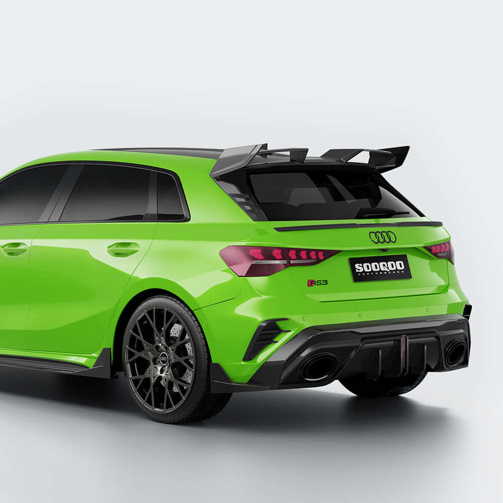 SOOQOO AUDI RS3 Sportback 8Y Facelift Rear Diffuser In Prepreg Carbon Fiber