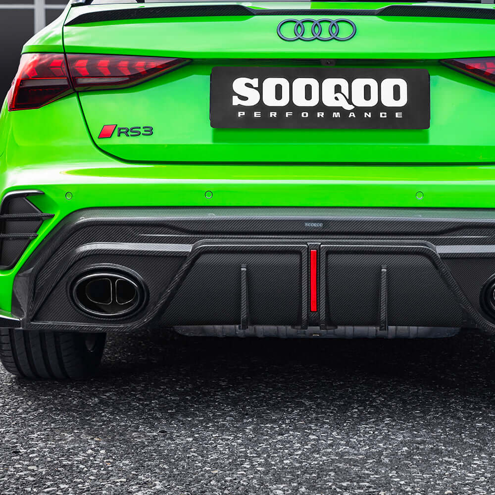SOOQOO AUDI RS3 Sportback 8Y Facelift Rear Diffuser In Prepreg Carbon Fiber