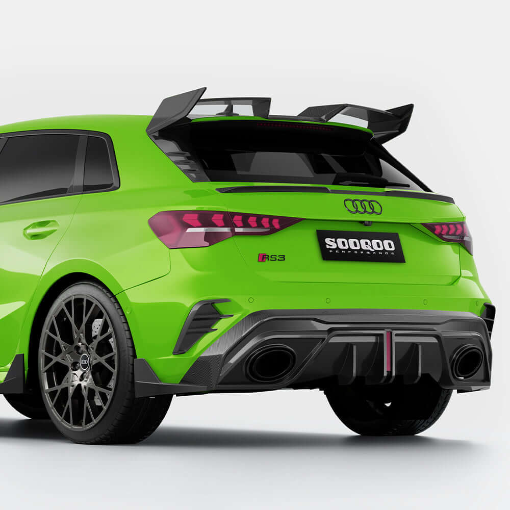SOOQOO AUDI RS3 Sportback 8Y Facelift Rear Diffuser In Prepreg Carbon Fiber