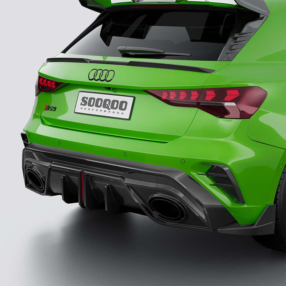 SOOQOO AUDI RS3 Sportback 8Y Facelift Rear Diffuser In Prepreg Carbon Fiber
