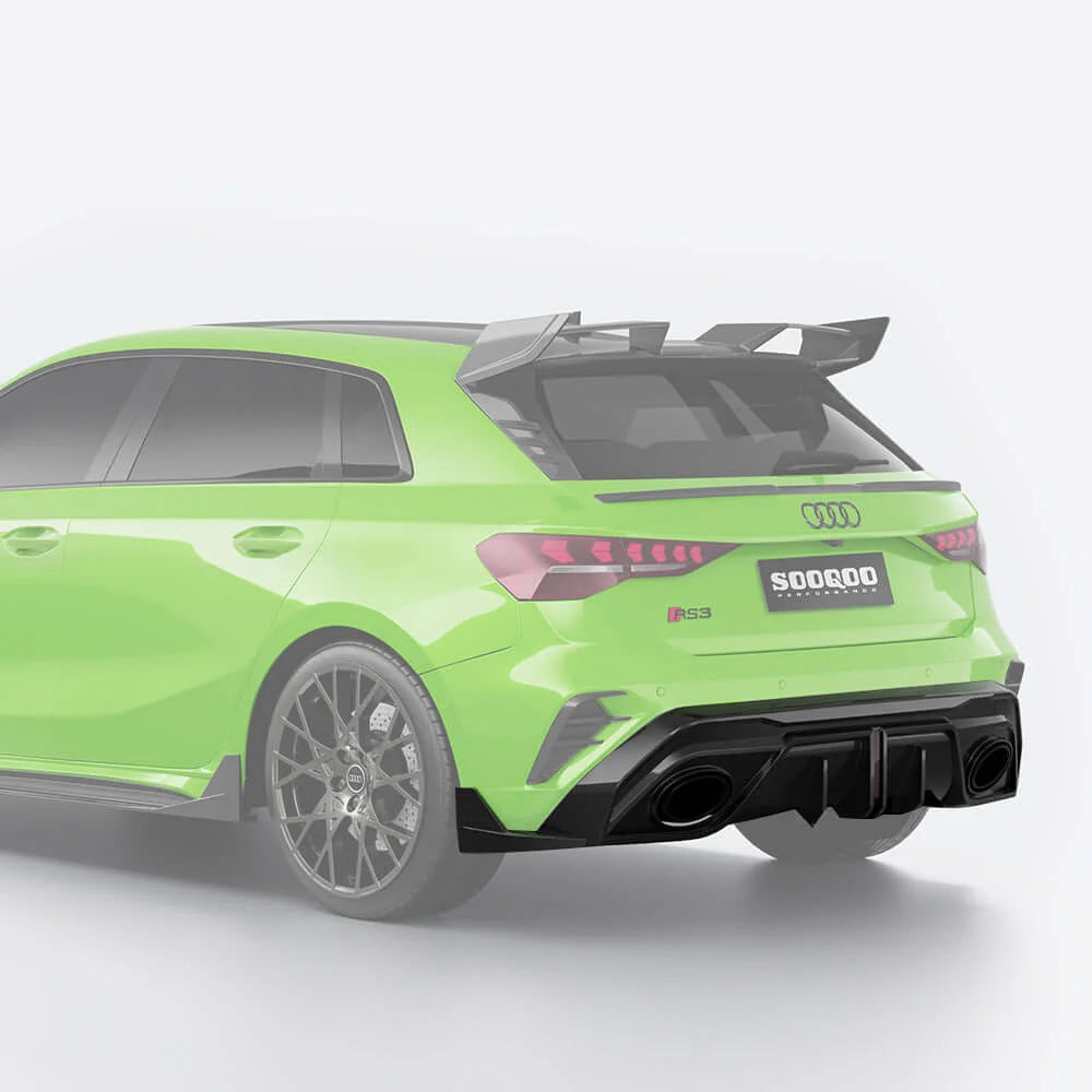 SOOQOO AUDI RS3 Sportback 8Y Facelift Rear Diffuser In Prepreg Carbon Fiber