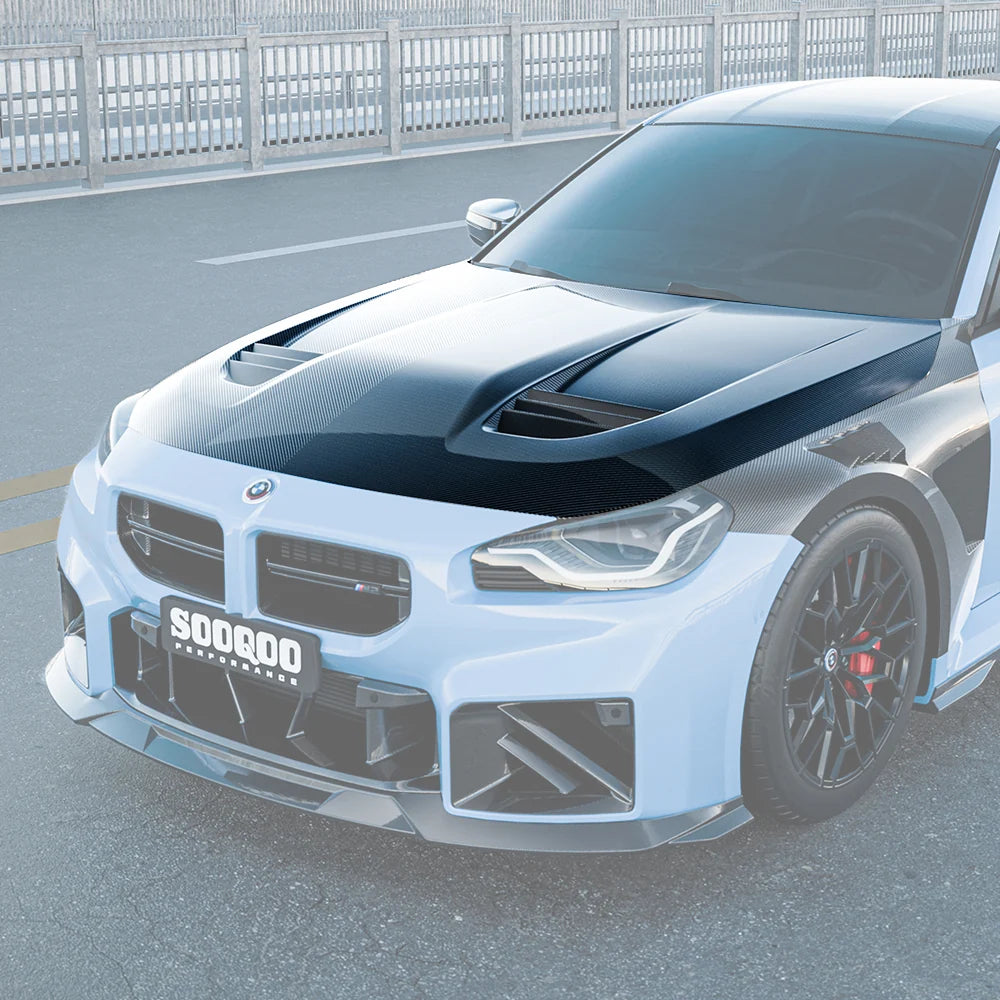 SOOQOO BMW M2 G87 Vented Hood In Prepreg Carbon Fiber
