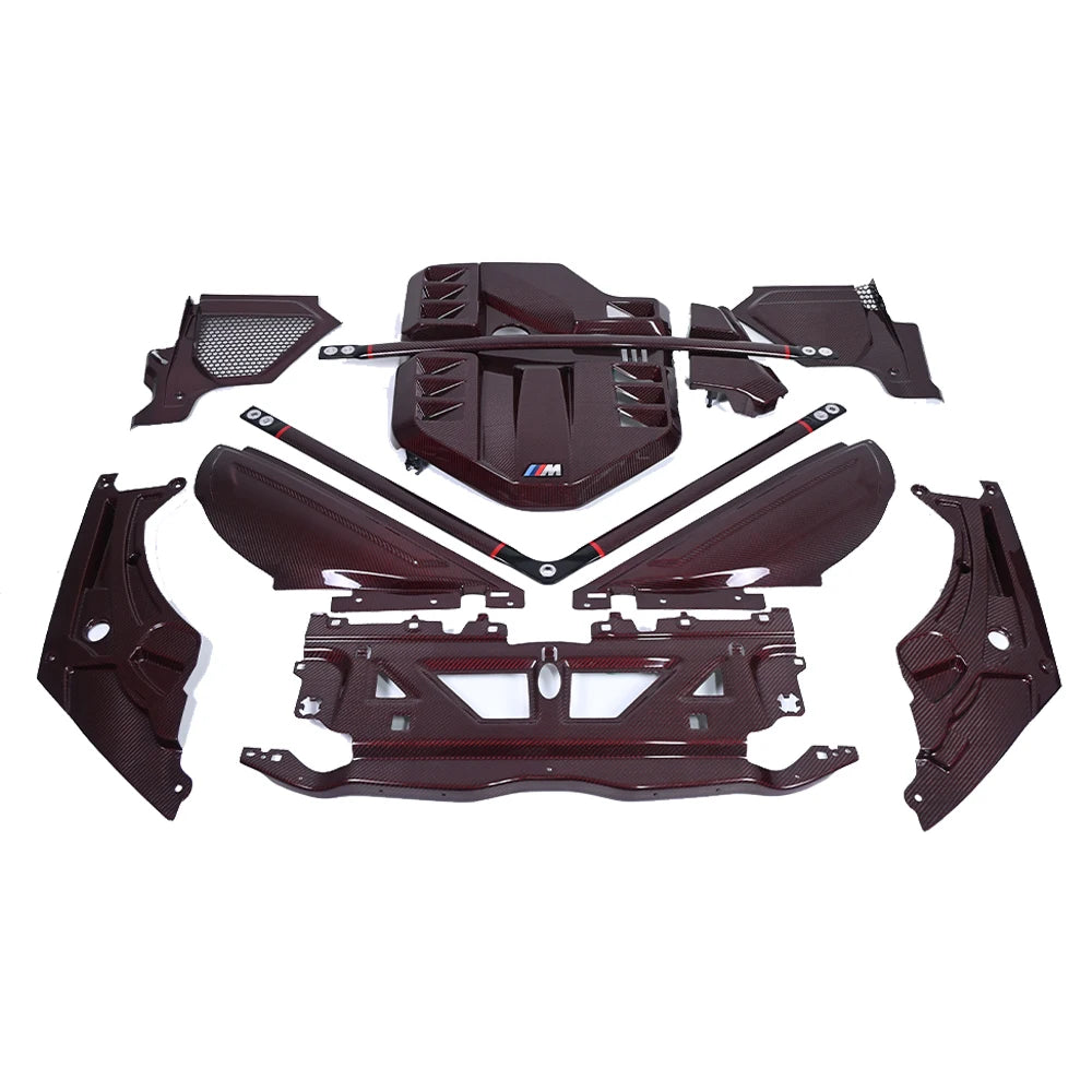 BMW G8X Genuine Dry Carbon Fiber Engine Cover – Trim Set for Engine Bay
