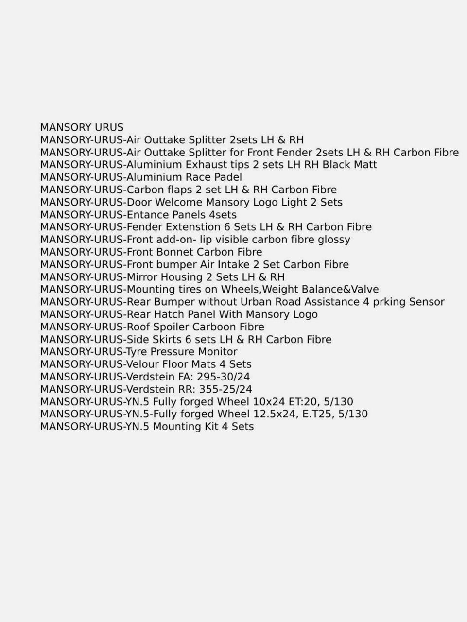 LAMBORGHINI URUS MANSORY STYLE WIDEBODY COUPE & CARBON FIBER CONVERSION KIT + Alloy Wheels